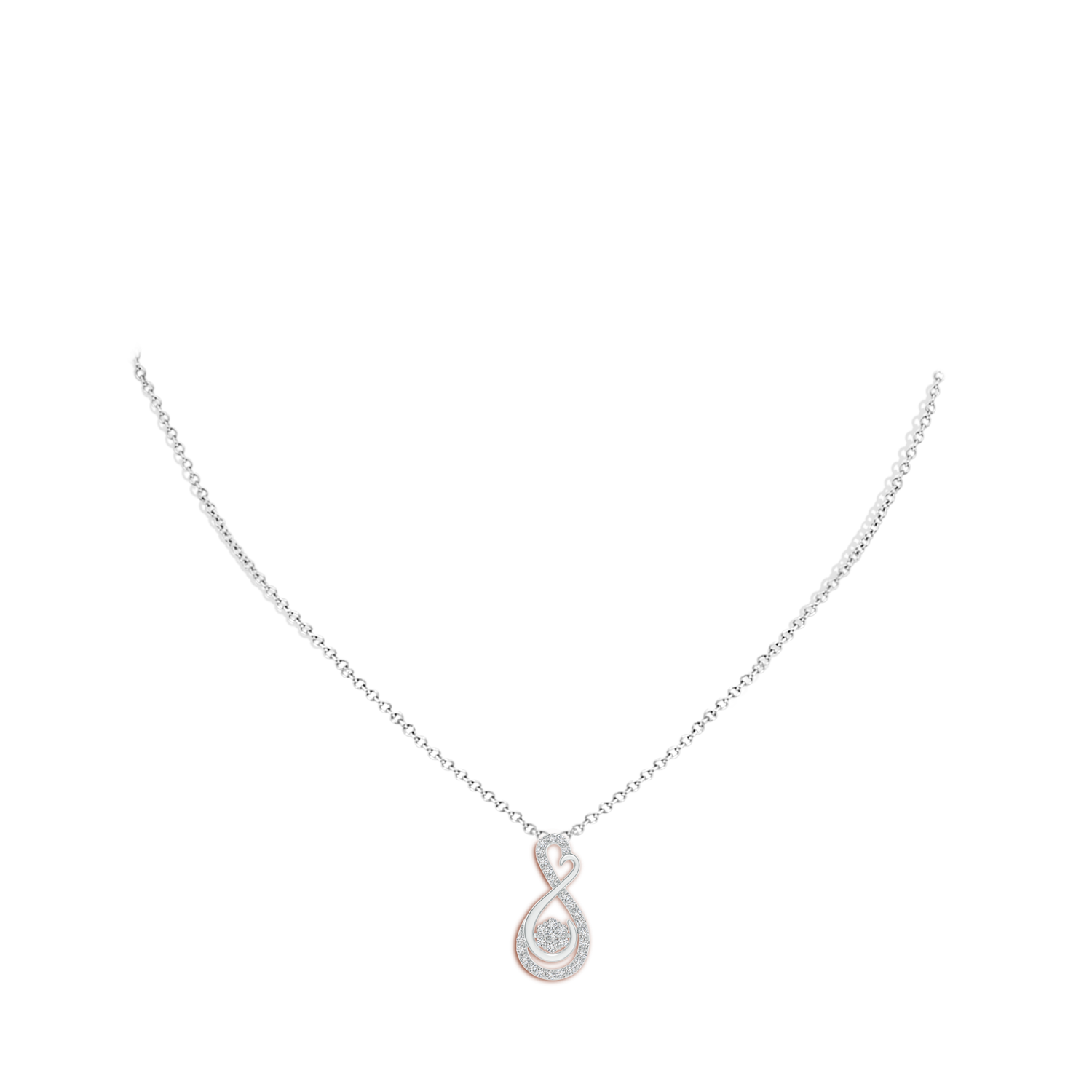 1.35mm HSI2 Cluster Diamond Infinity Heart Pendant in White Gold - body_neck
