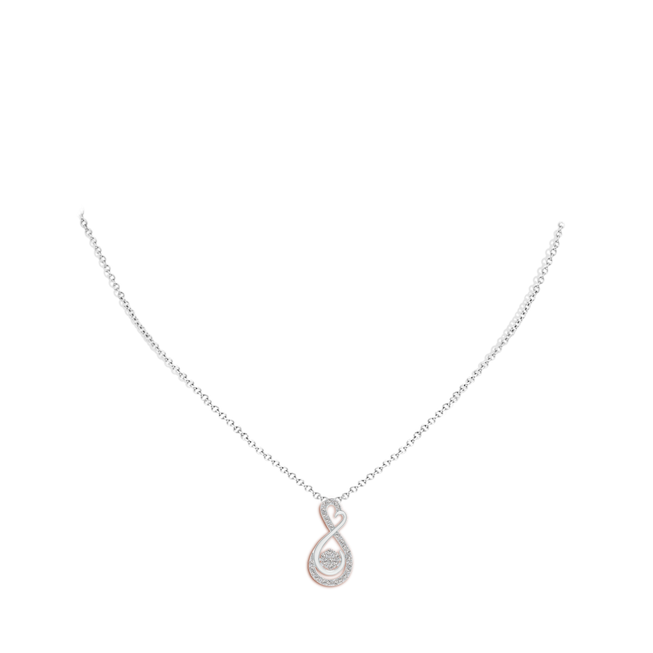1.35mm IJI1I2 Cluster Diamond Infinity Heart Pendant in P950 Platinum body-neck