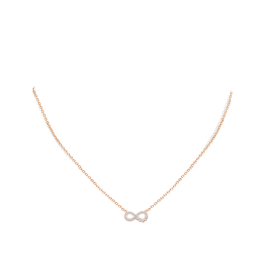 1.65mm GVS2 Diamond Horizontal Infinity Journey Pendant in Rose Gold body-neck
