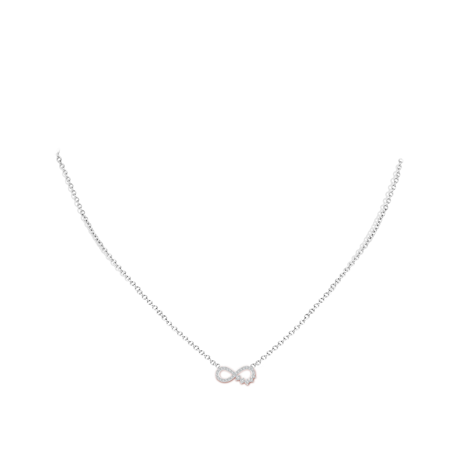 1.65mm HSI2 Diamond Horizontal Infinity Journey Pendant in White Gold body-neck