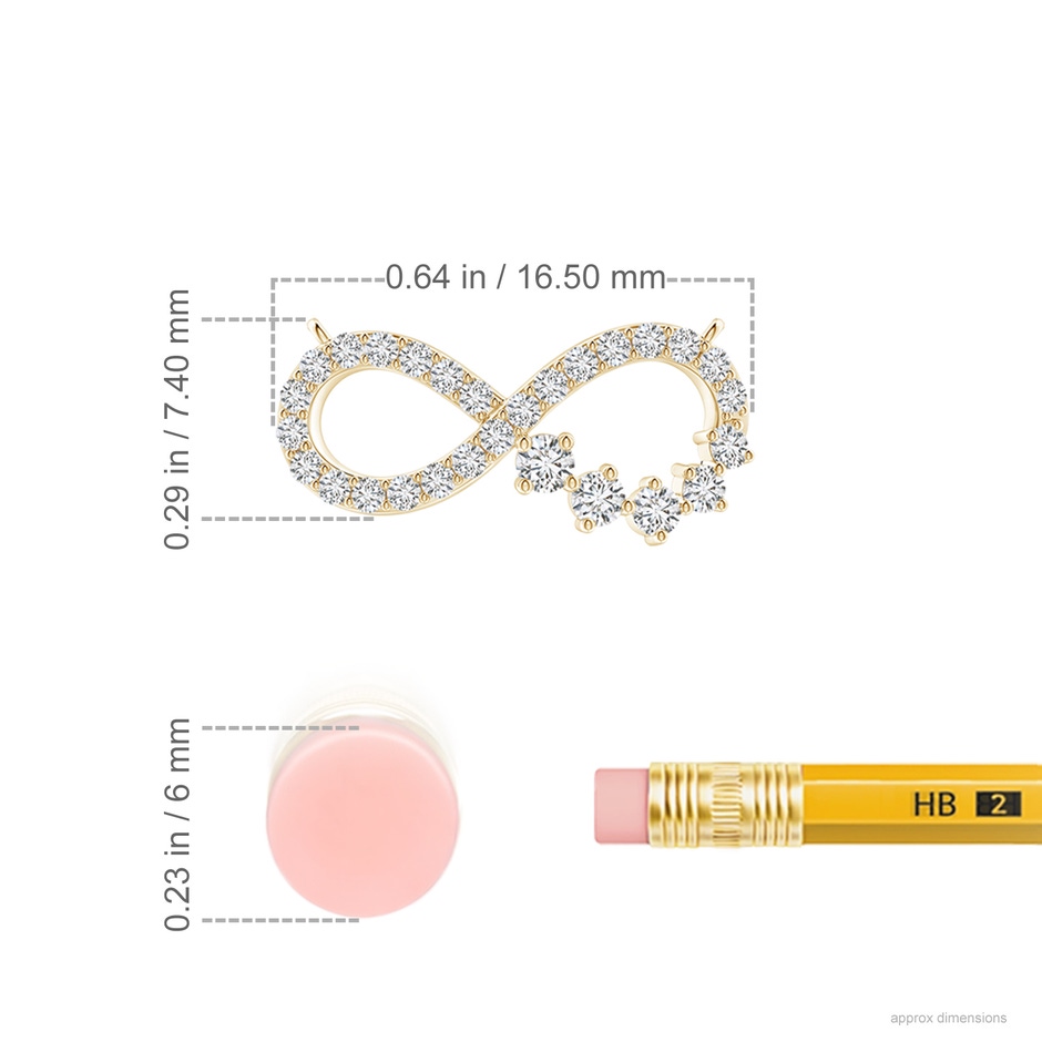 1.65mm HSI2 Diamond Horizontal Infinity Journey Pendant in Yellow Gold ruler