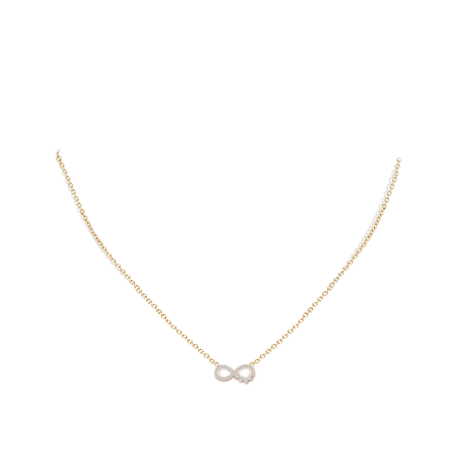1.65mm HSI2 Diamond Horizontal Infinity Journey Pendant in Yellow Gold body-neck