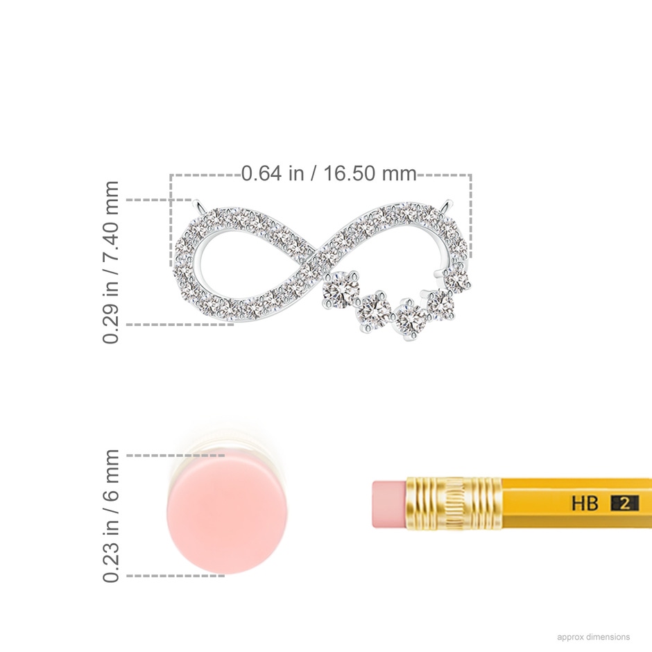 1.65mm IJI1I2 Diamond Horizontal Infinity Journey Pendant in White Gold ruler