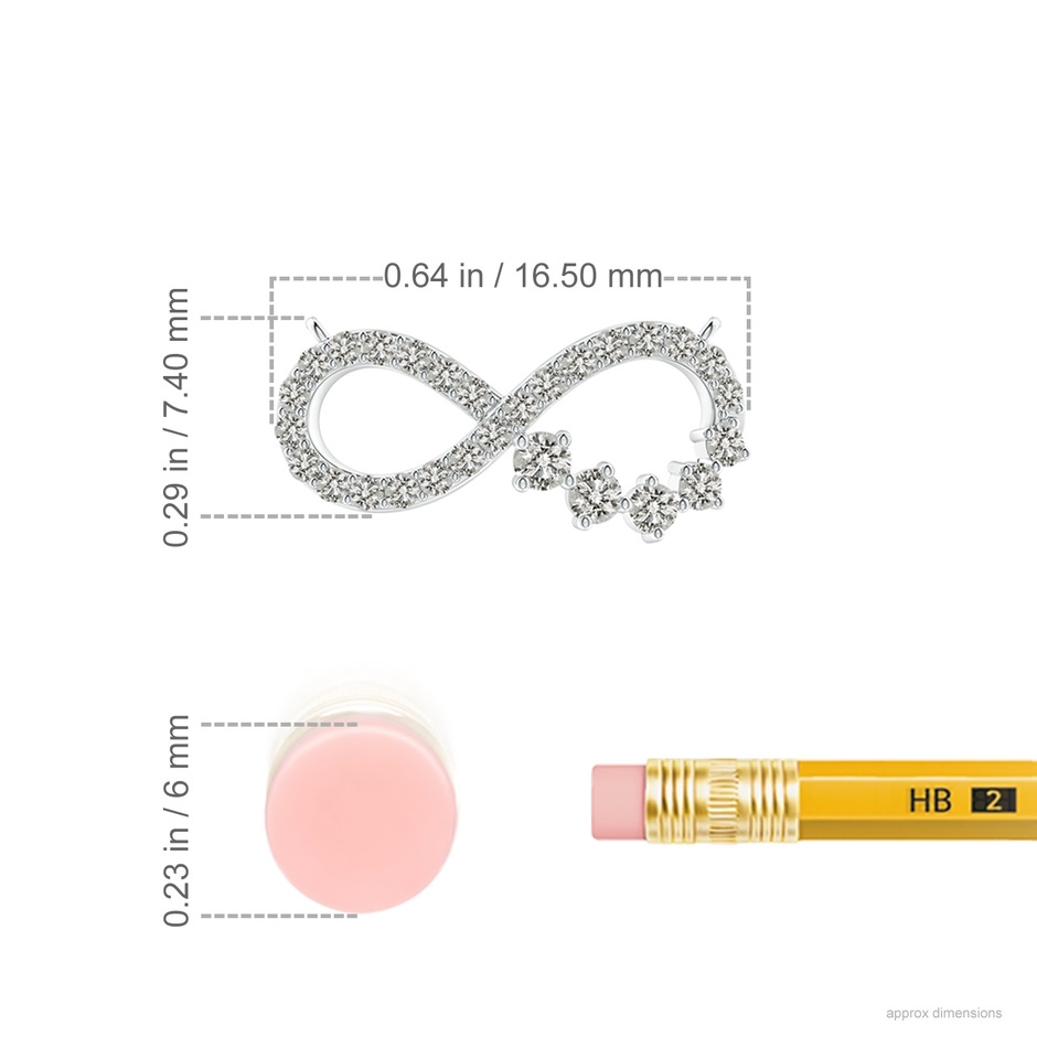 1.65mm KI3 Diamond Horizontal Infinity Journey Pendant in P950 Platinum ruler