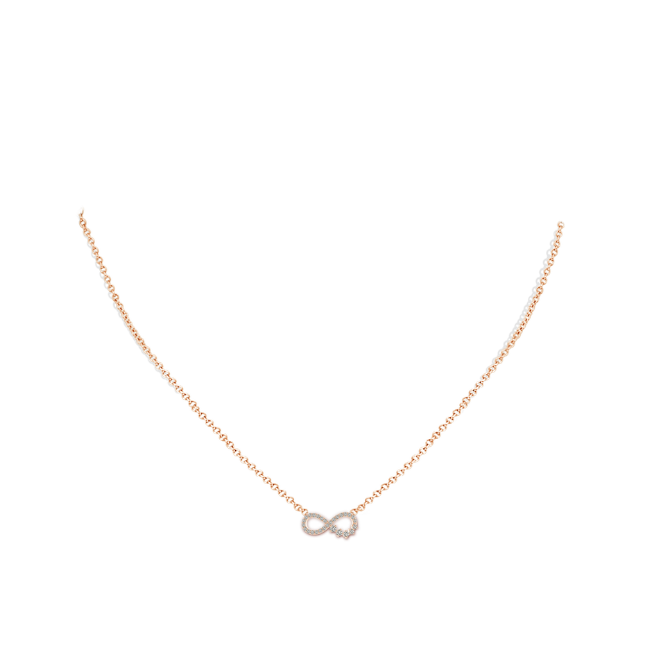 1.65mm KI3 Diamond Horizontal Infinity Journey Pendant in Rose Gold body-neck