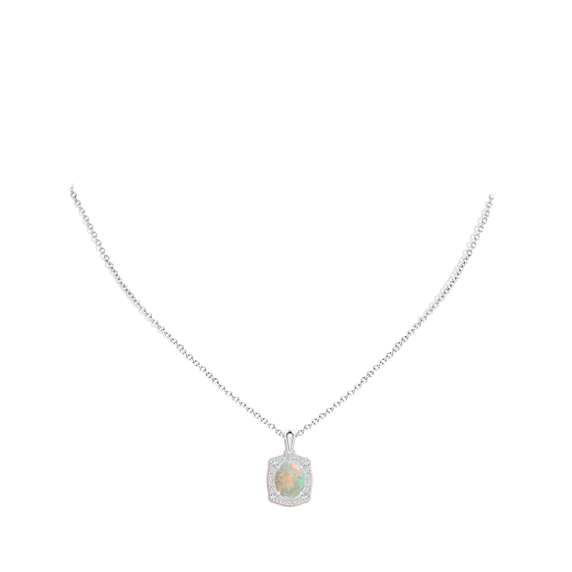 Vintage Style Opal Pendant with Bezel-Set Diamonds