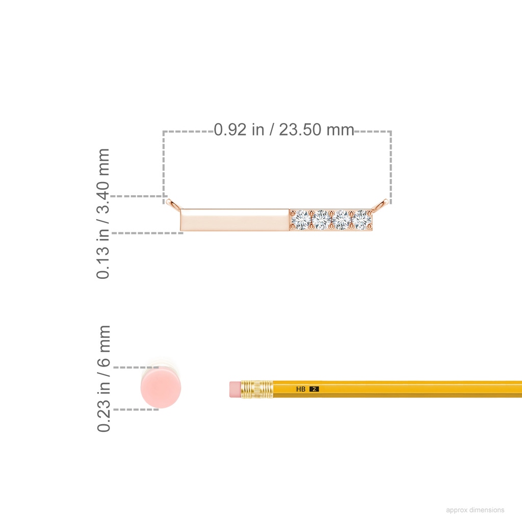 1.9mm GVS2 Prong-Set Round Diamond Bar Necklace in 10K Rose Gold ruler