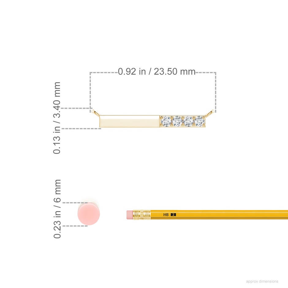 1.9mm GVS2 Prong-Set Round Diamond Bar Necklace in Yellow Gold ruler