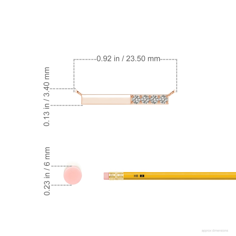 1.9mm KI3 Prong-Set Round Diamond Bar Necklace in Rose Gold ruler