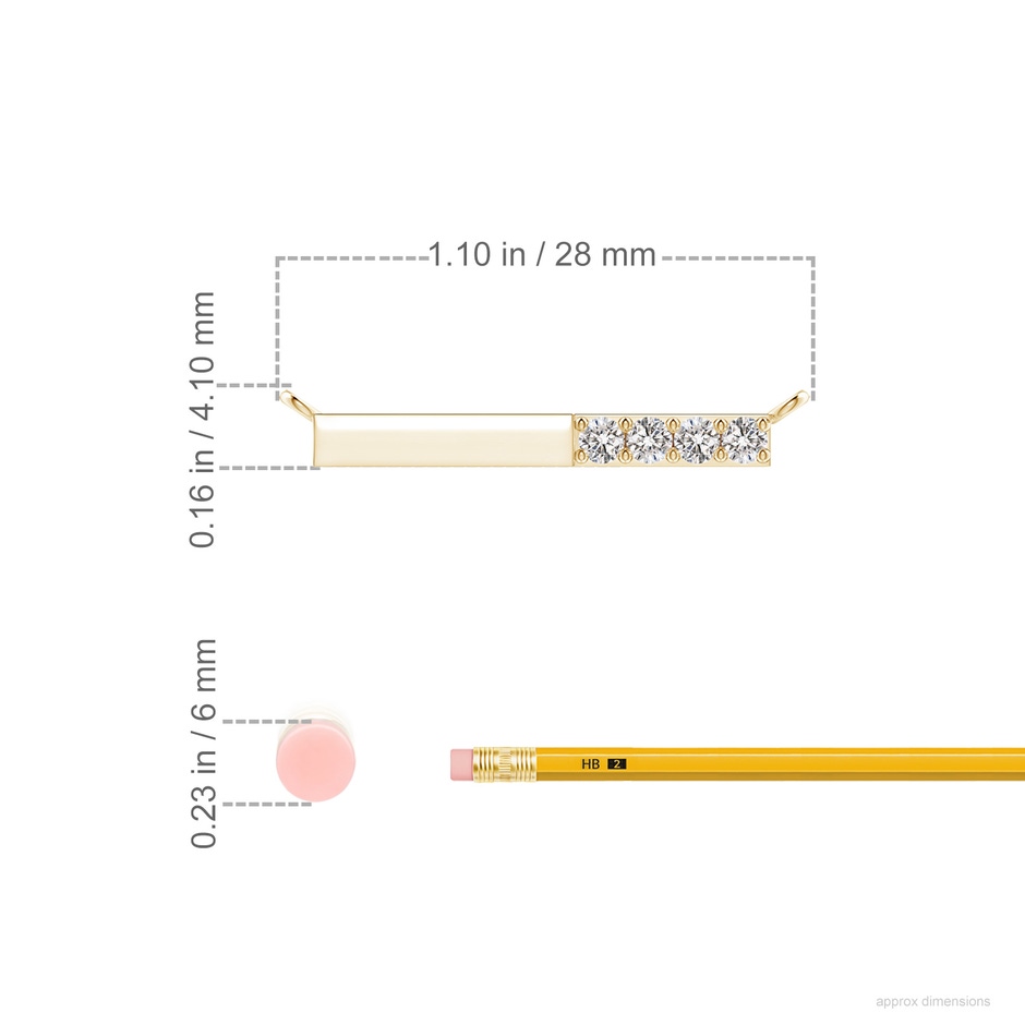 2.3mm IJI1I2 Prong-Set Round Diamond Bar Necklace in Yellow Gold ruler