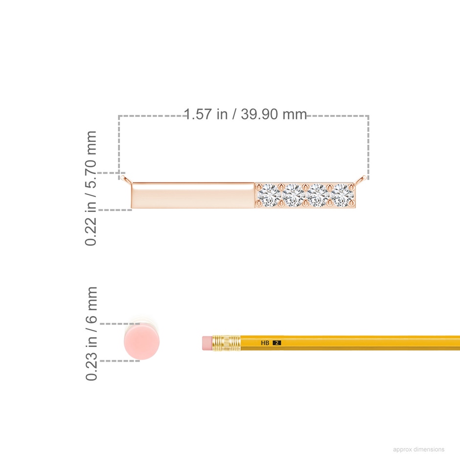 3.75mm HSI2 Prong-Set Round Diamond Bar Necklace in Rose Gold ruler