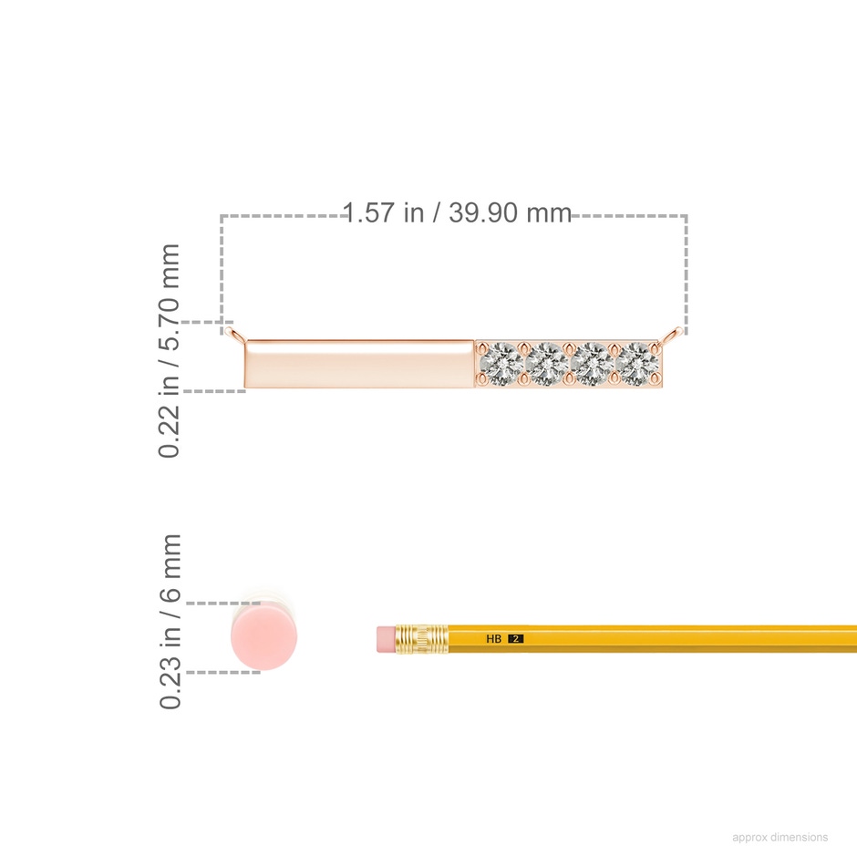 3.75mm KI3 Prong-Set Round Diamond Bar Necklace in 9K Rose Gold ruler