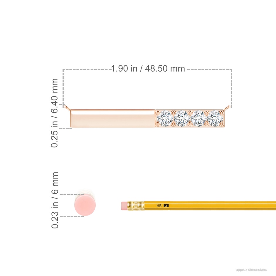 4.6mm GVS2 Prong-Set Round Diamond Bar Necklace in Rose Gold ruler