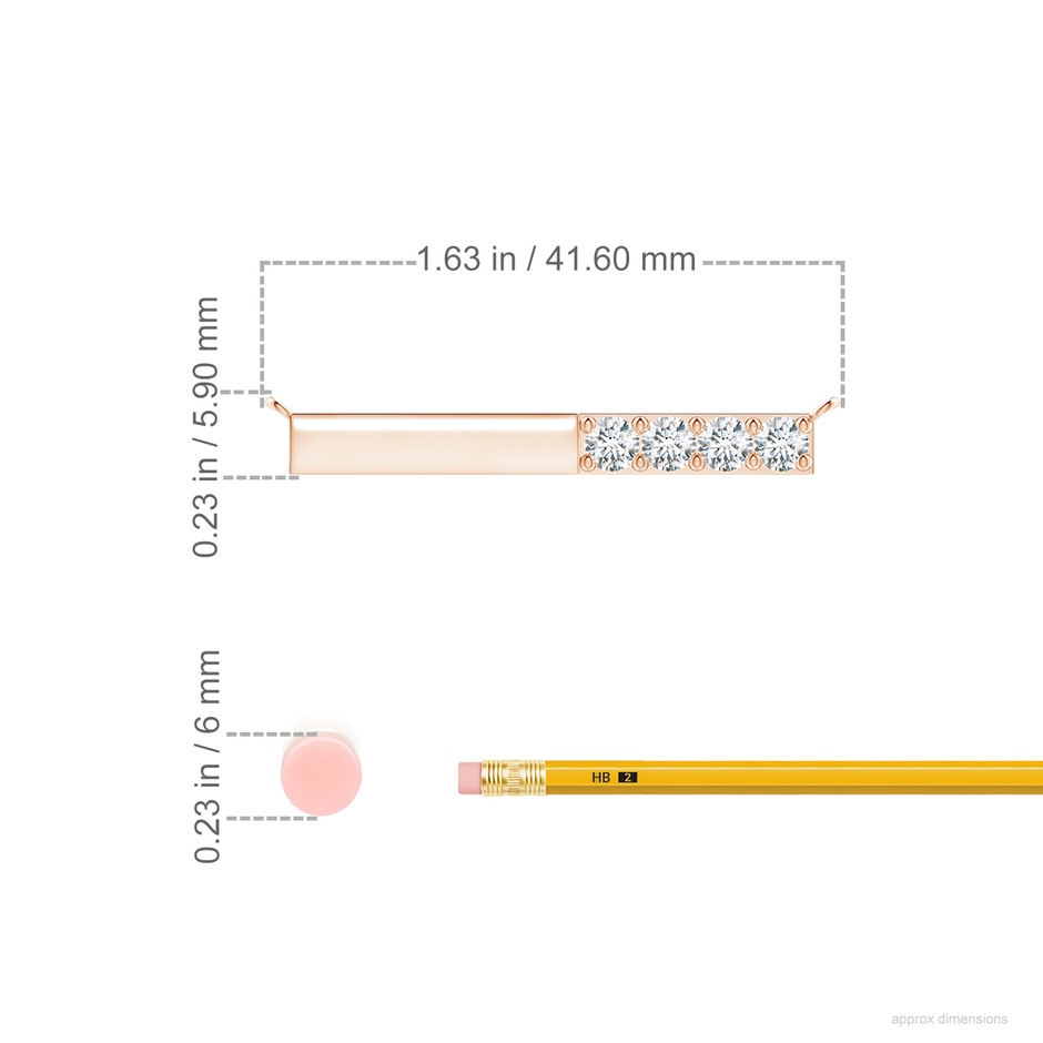 4mm GVS2 Prong-Set Round Diamond Bar Necklace in Rose Gold ruler