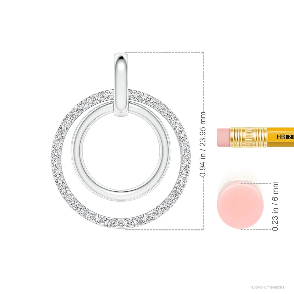 1.1mm HSI2 Diamond Double Circle Pendant in White Gold ruler