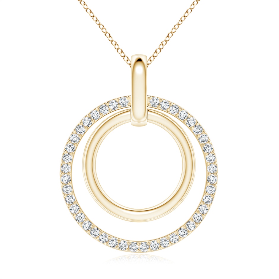1.25mm GVS2 Diamond Double Circle Pendant in Yellow Gold 