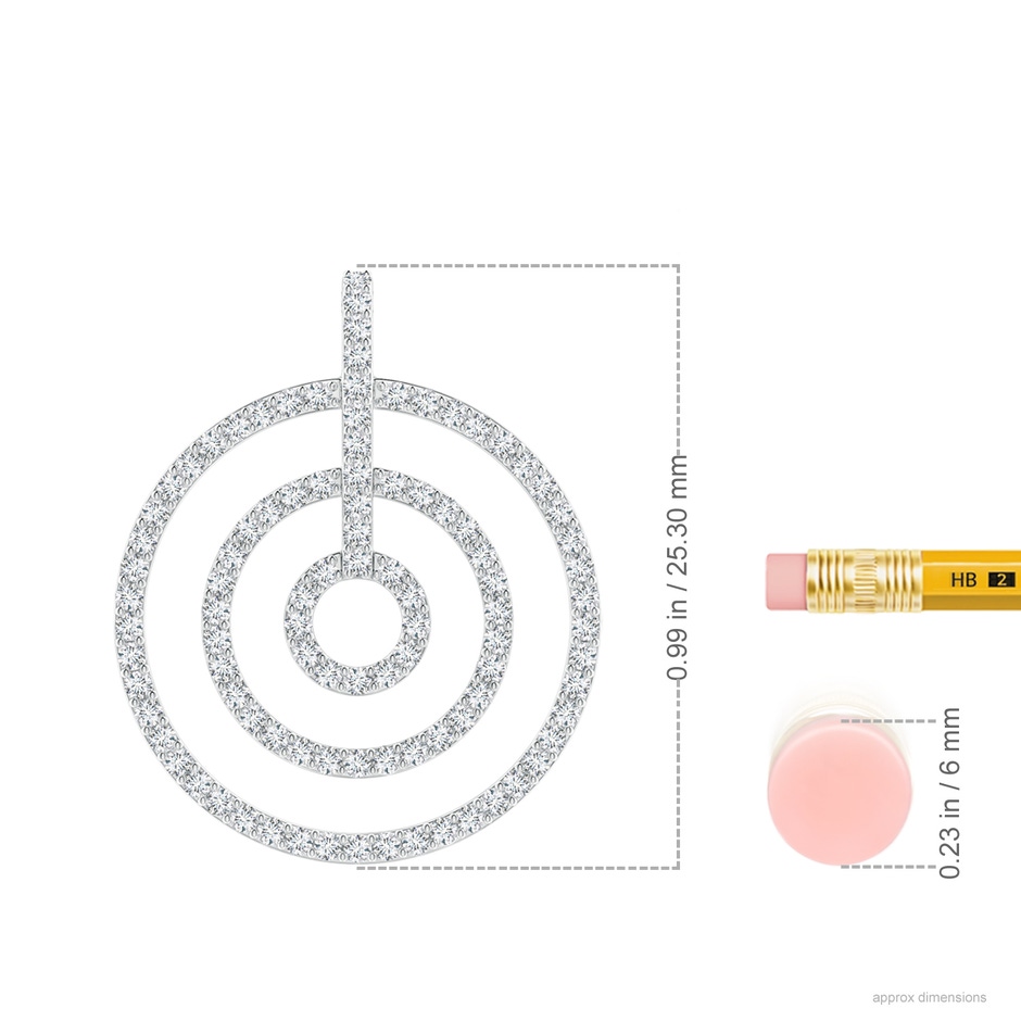 1.1mm GVS2 Diamond Concentric Circle Pendant in White Gold ruler