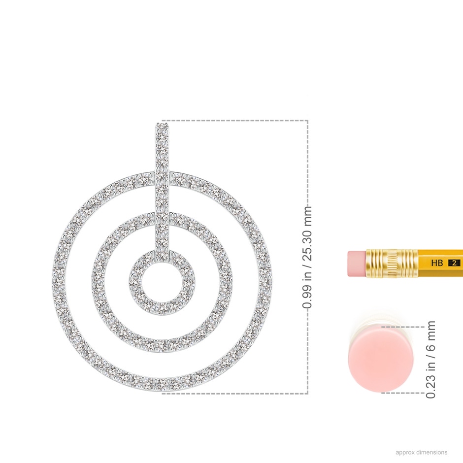 1.1mm IJI1I2 Diamond Concentric Circle Pendant in White Gold ruler
