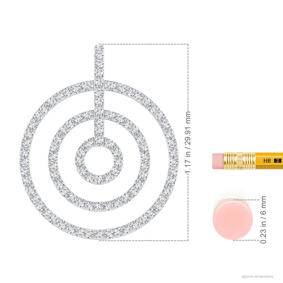 1.3mm GVS2 Diamond Concentric Circle Pendant in White Gold ruler