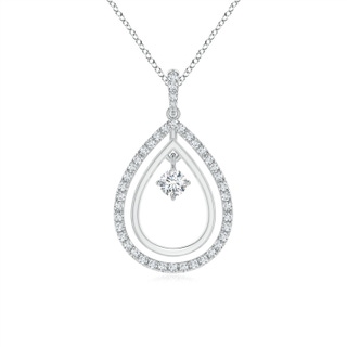 2.9mm GVS2 Double Pear-Shaped Drop Pendant with Dangling Diamond Accent in White Gold