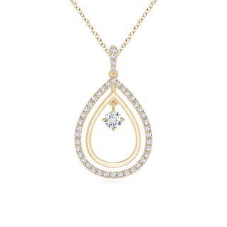 2.9mm GVS2 Double Pear-Shaped Drop Pendant with Dangling Diamond Accent in Yellow Gold