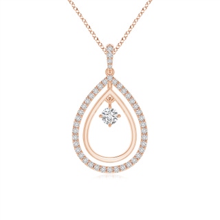 2.9mm HSI2 Double Pear-Shaped Drop Pendant with Dangling Diamond Accent in Rose Gold