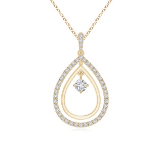 2.9mm HSI2 Double Pear-Shaped Drop Pendant with Dangling Diamond Accent in Yellow Gold