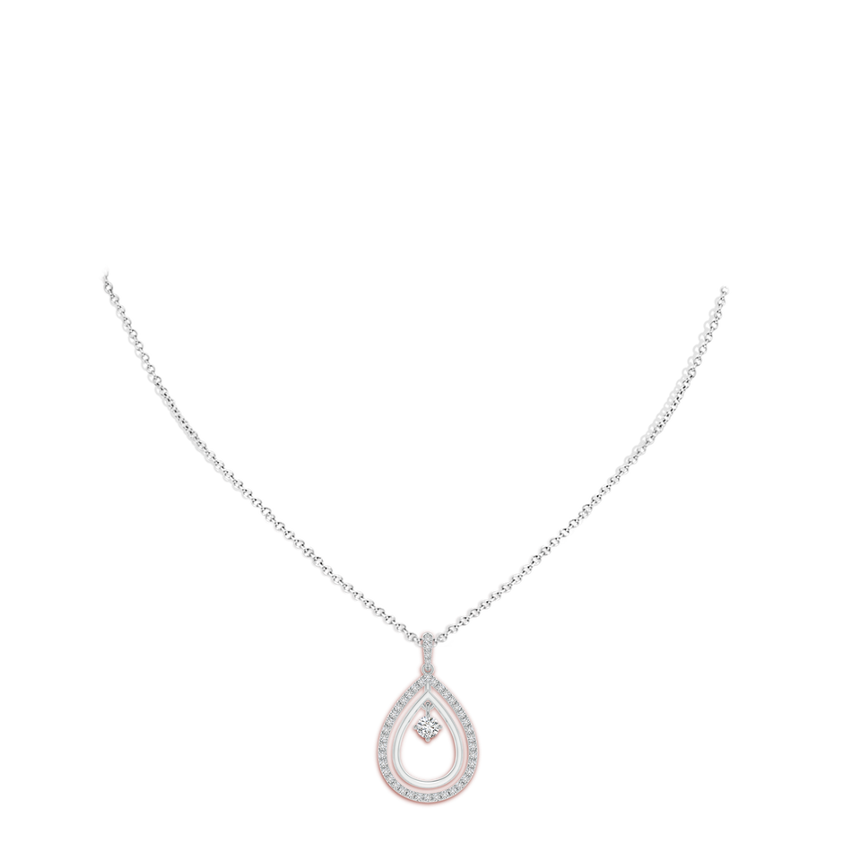 3.5mm HSI2 Double Pear-Shaped Drop Pendant with Dangling Diamond Accent in White Gold Body-Neck