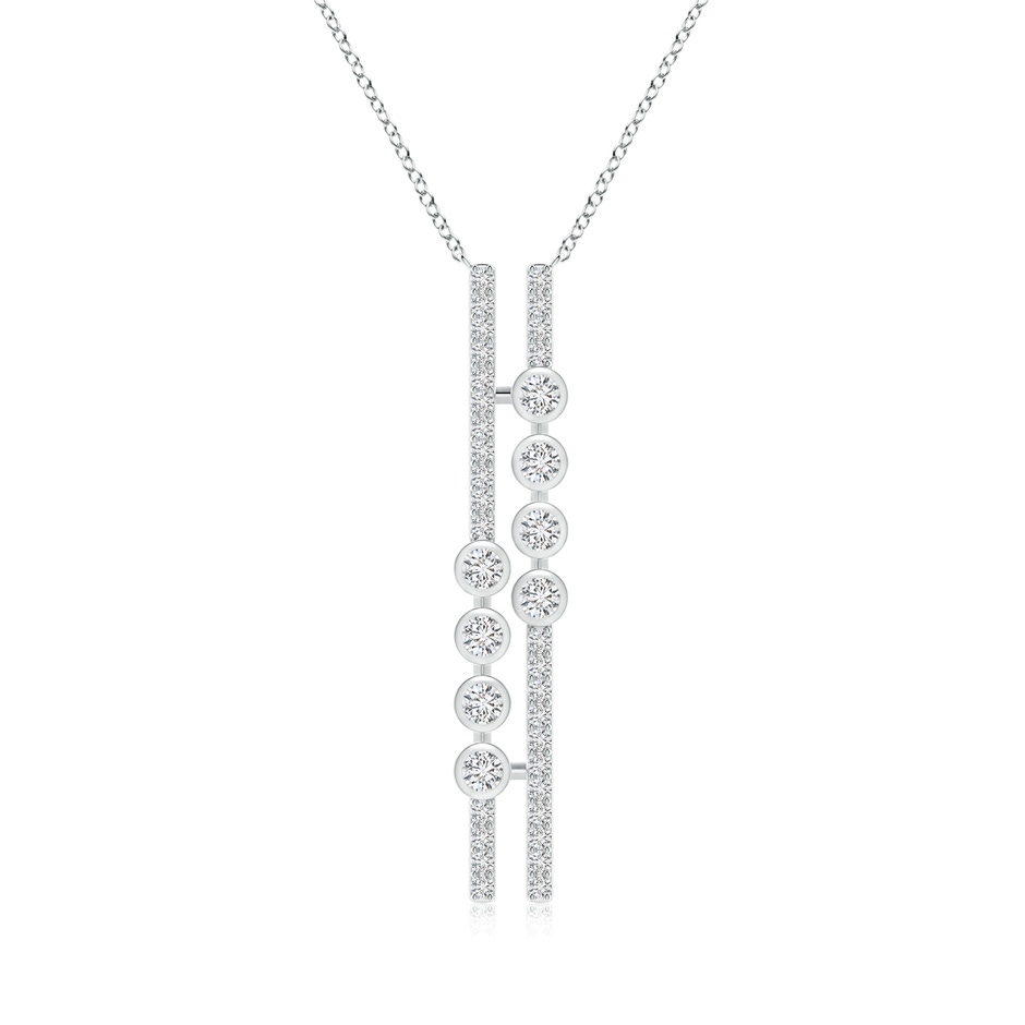 2.1mm HSI2 Double Vertical Bar Pendant with Bezel-Set Diamonds in White Gold 