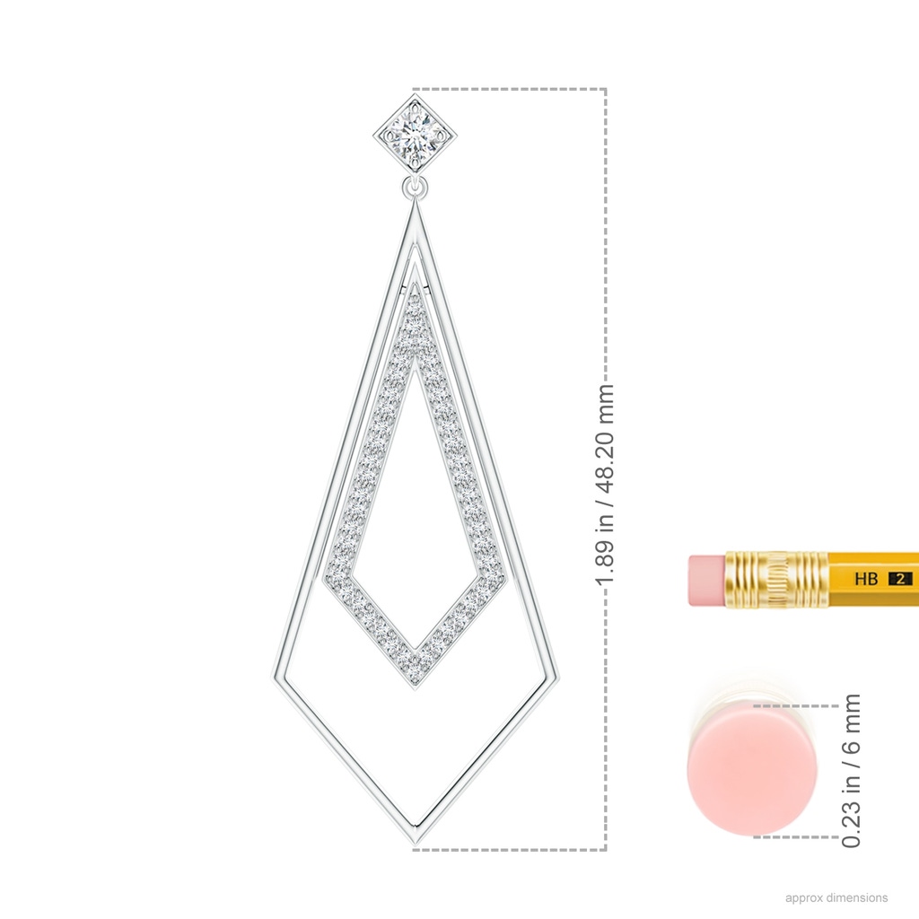 3.1mm GVS2 Diamond Double Kite Drop Pendant in White Gold Ruler