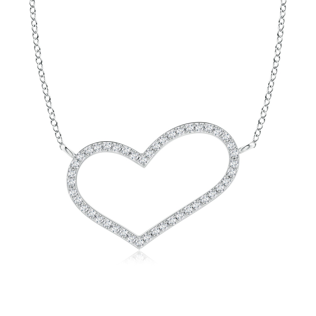 1mm GVS2 Diamond Asymmetrical Heart Pendant in White Gold