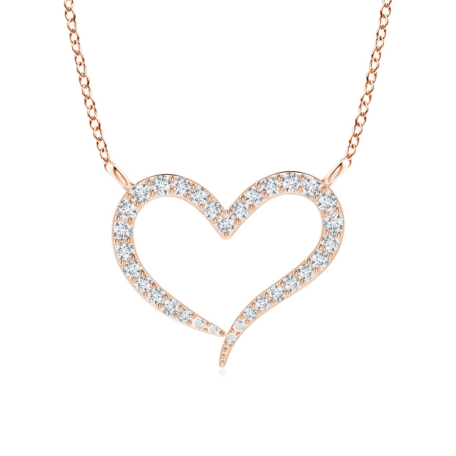 1.1mm GVS2 Diamond Wavy Heart Pendant in Rose Gold 