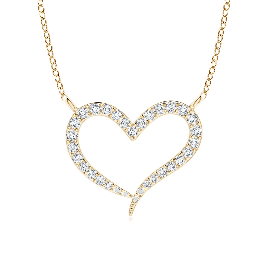 1.1mm GVS2 Diamond Wavy Heart Pendant in Yellow Gold 