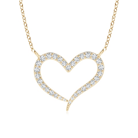 1.1mm GVS2 Diamond Wavy Heart Pendant in Yellow Gold
