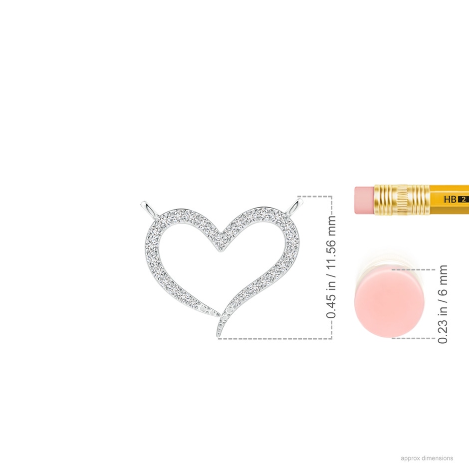 1.1mm HSI2 Diamond Wavy Heart Pendant in P950 Platinum ruler