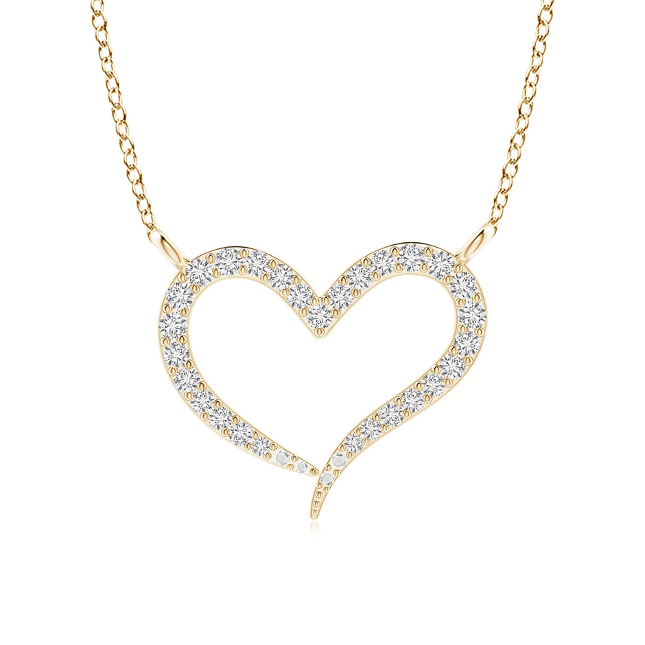 1.1mm HSI2 Diamond Wavy Heart Pendant in Yellow Gold 