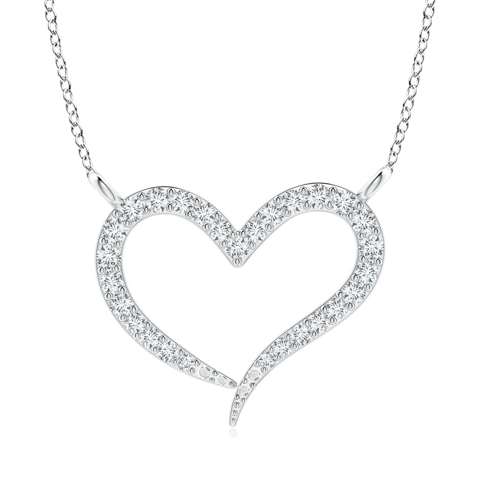 1.3mm GVS2 Diamond Wavy Heart Pendant in White Gold 