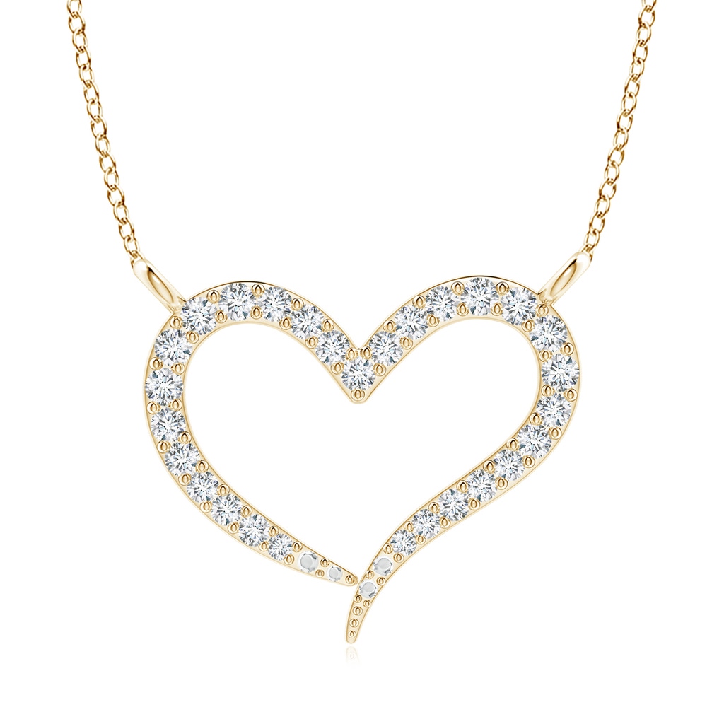 1.3mm GVS2 Diamond Wavy Heart Pendant in Yellow Gold