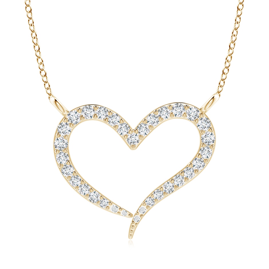 1.3mm GVS2 Diamond Wavy Heart Pendant in Yellow Gold 