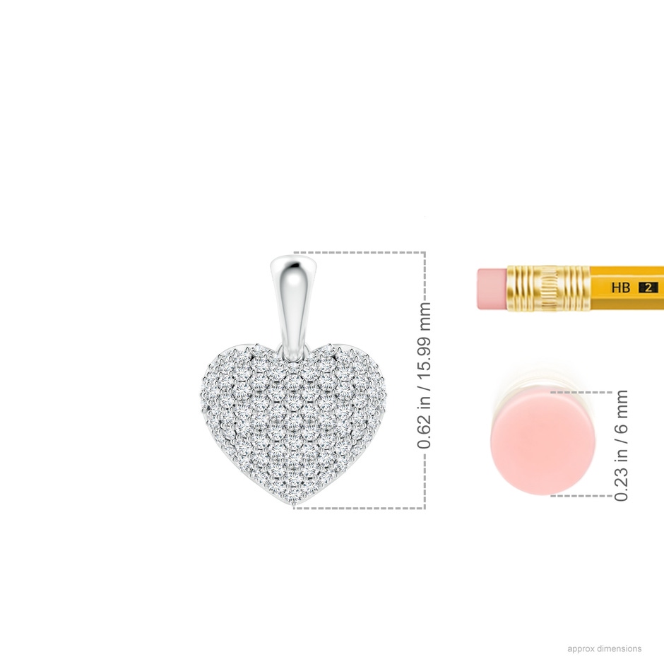 1.15mm GVS2 Pave-Set Diamond Heart Pendant in White Gold ruler