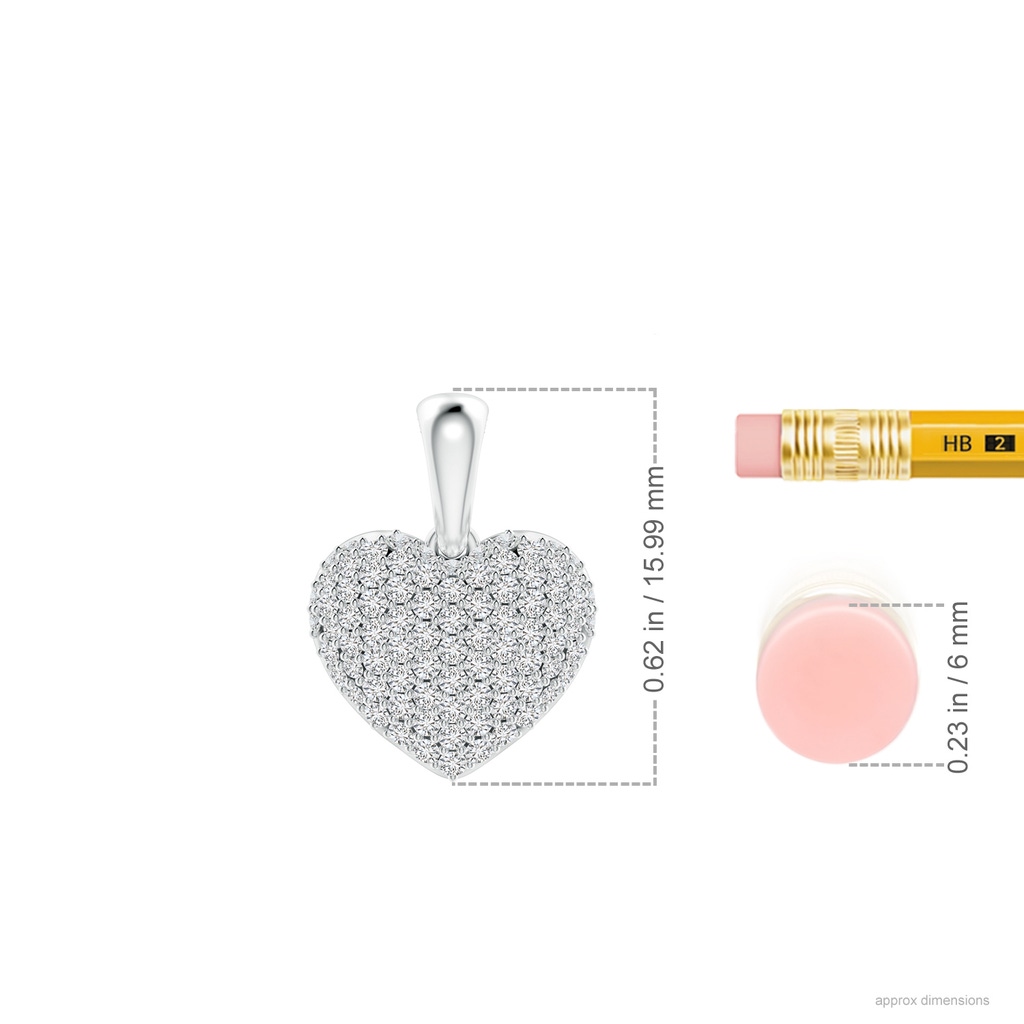 1.15mm HSI2 Pave-Set Diamond Heart Pendant in White Gold Ruler