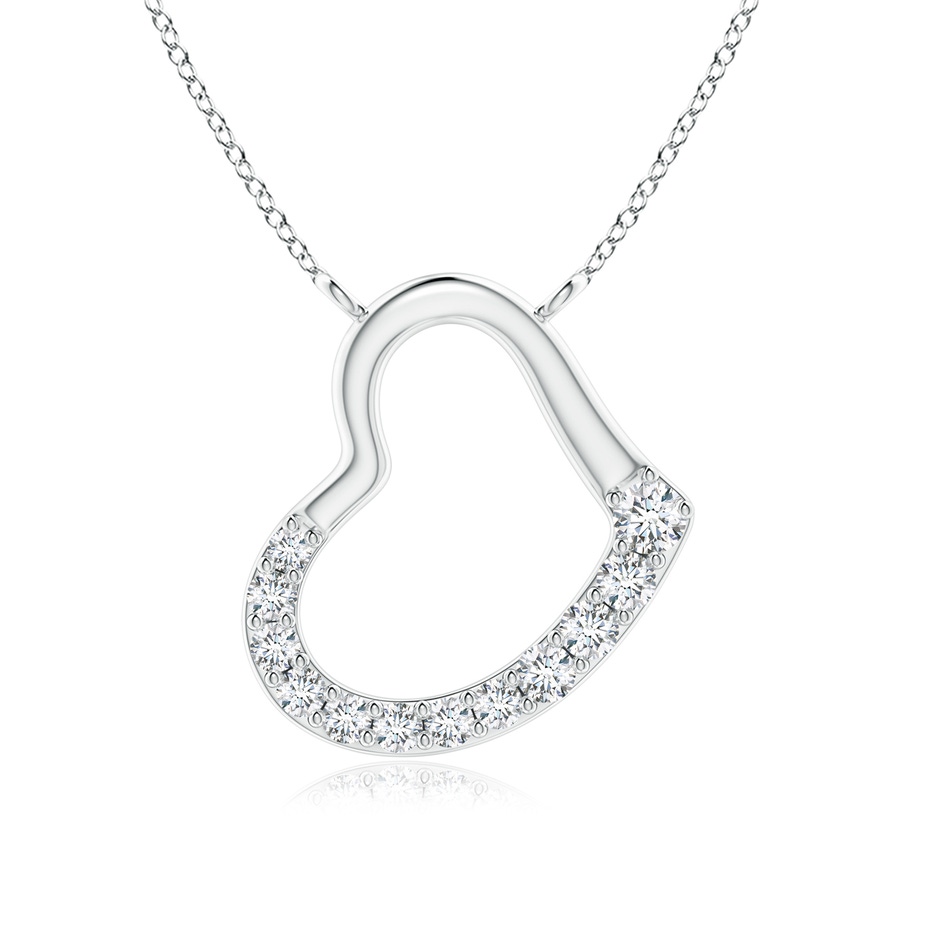 2.3mm GVS2 Prong-Set Diamond Tilted Heart Pendant in White Gold 