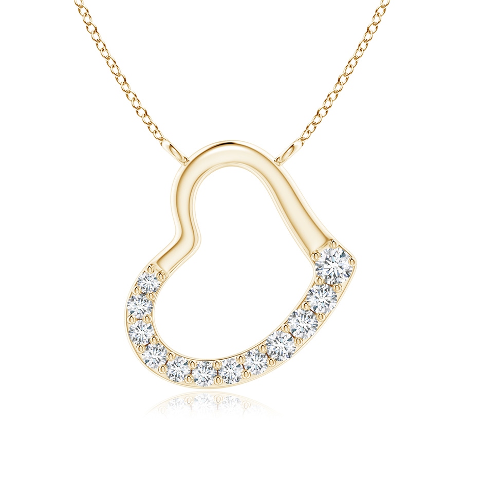 2.3mm GVS2 Prong-Set Diamond Tilted Heart Pendant in Yellow Gold 