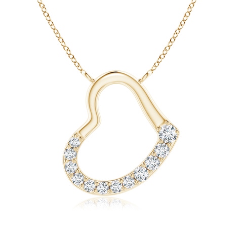 2.3mm GVS2 Prong-Set Diamond Tilted Heart Pendant in Yellow Gold