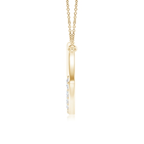 2.3mm GVS2 Prong-Set Diamond Tilted Heart Pendant in Yellow Gold