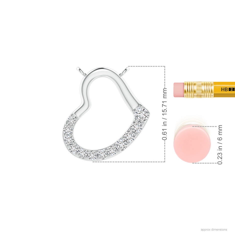 2.3mm HSI2 Prong-Set Diamond Tilted Heart Pendant in P950 Platinum ruler