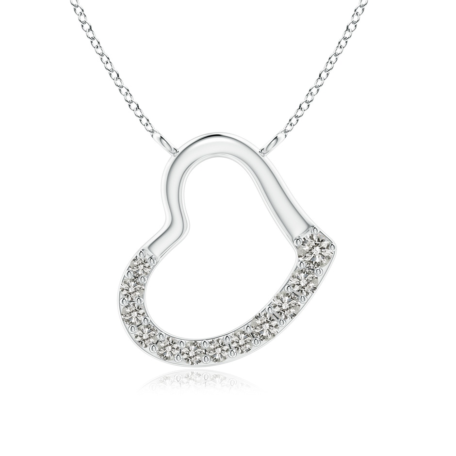 2.3mm KI3 Prong-Set Diamond Tilted Heart Pendant in White Gold 