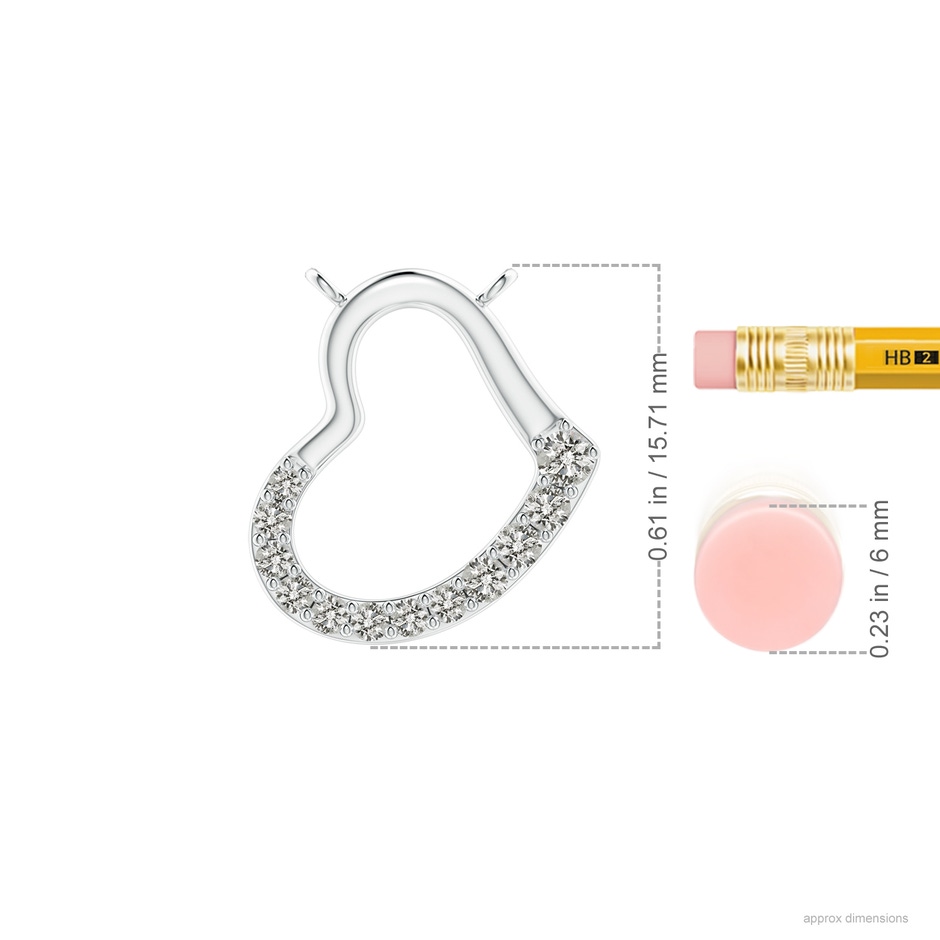 2.3mm KI3 Prong-Set Diamond Tilted Heart Pendant in White Gold ruler