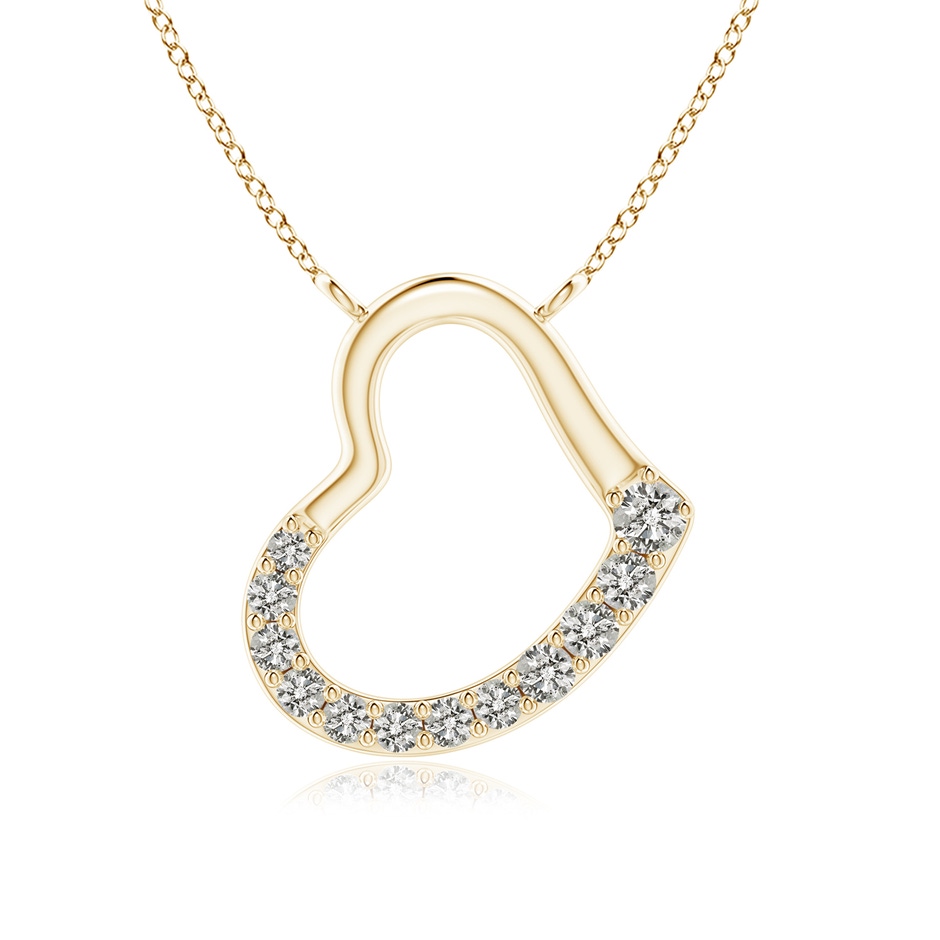 2.3mm KI3 Prong-Set Diamond Tilted Heart Pendant in Yellow Gold 