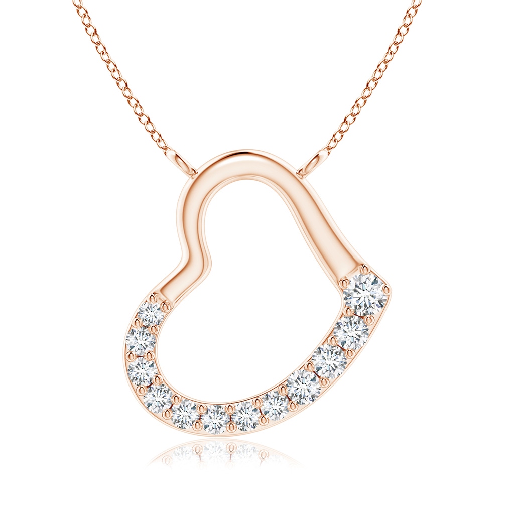 2.5mm GVS2 Prong-Set Diamond Tilted Heart Pendant in Rose Gold